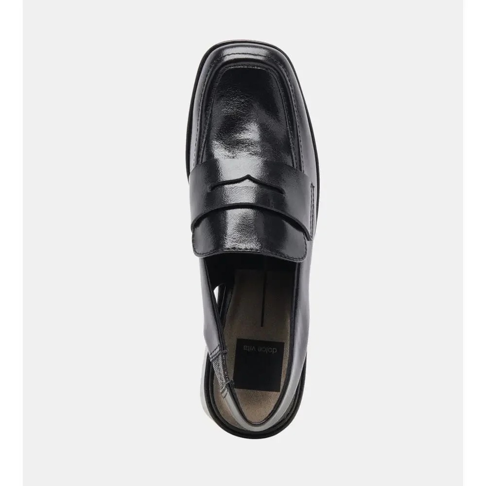 Dolce Vita Nada Black Crinkle Patent Loafer 9